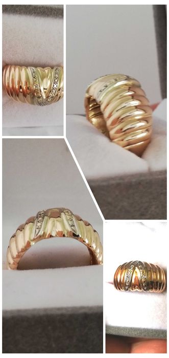 WŁOSKI szeroki złoty pierścionek cięty laserem p585