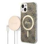 Etui Guess 4G Print MagSafe na iPhone 14 Plus + ładowarka indukcyjna -