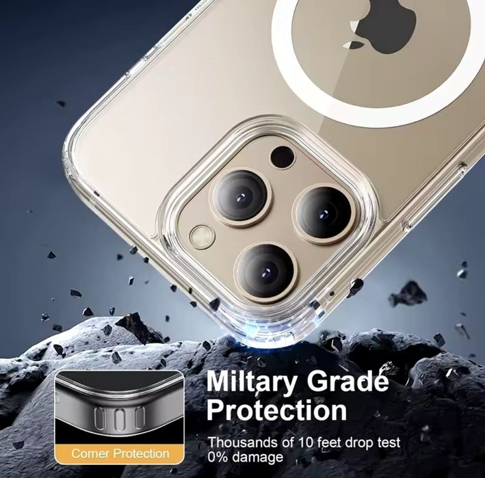 Przezroczyste etui iPhone 16 Pro magnetyczne + gratis szkło na ekran