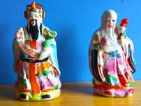 Dwie figurki Chińska stara porcelana lata 60 -te ręczny malunek sygn