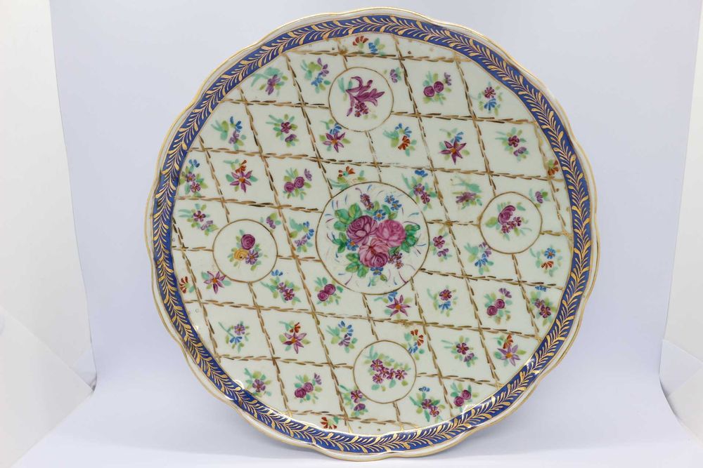 Prato c pé porcelana chinesa Companhia Índias decoração floral XX 26c