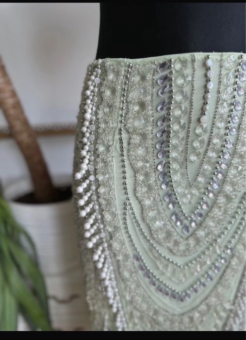 Asos luxe cekinowa spódnica midaxi midi m 38 L  40 miętowa