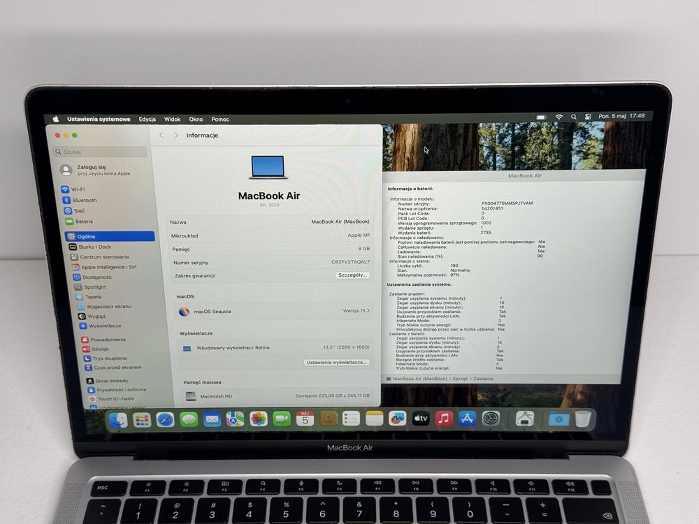 MacBook Air 13 (A2337) - Apple M1/8GB/256GB - faktura VAT 23%