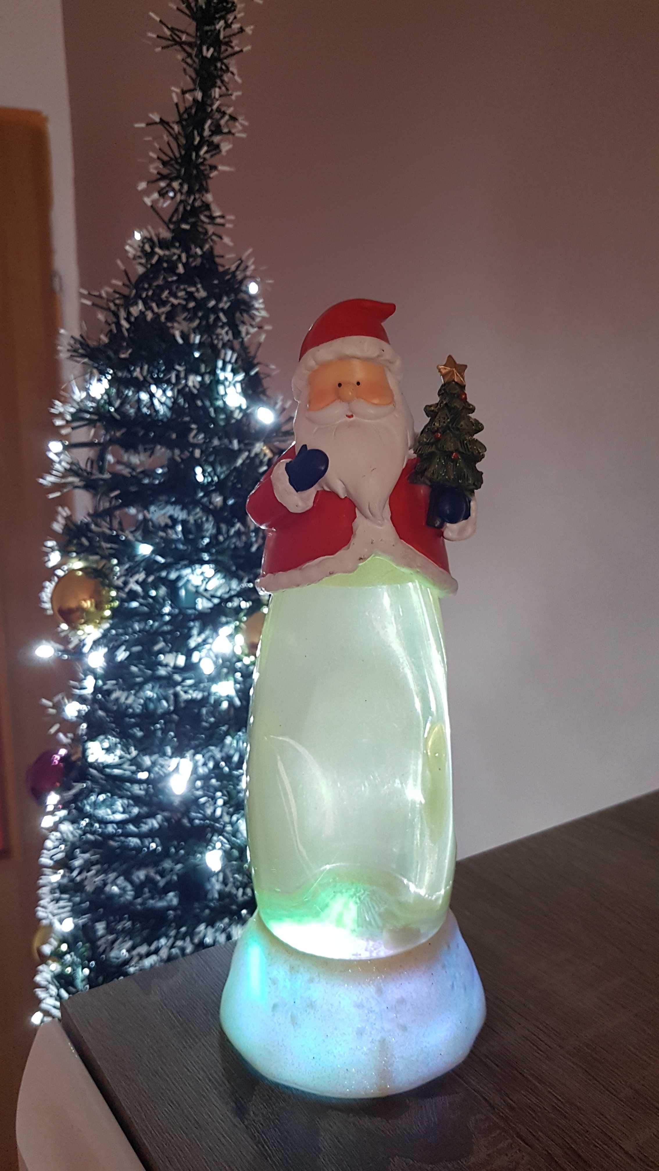 Ozdoba świąteczna:) Mikołaj efekt śniegu,  dźwięku i koloru