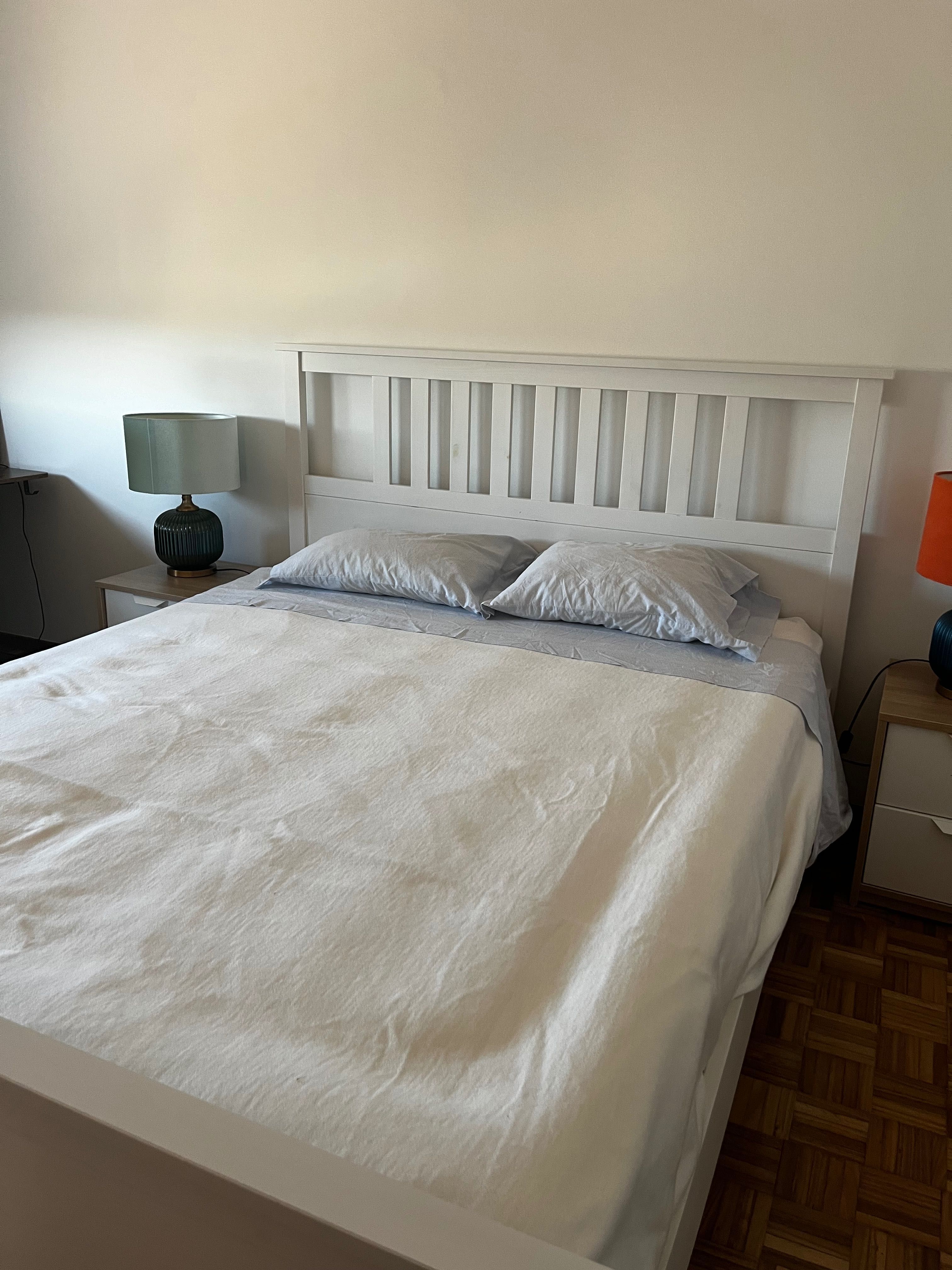 Estrutura de cama, velatura branca/Lönset