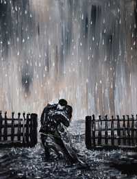 kiss in the rain  obraz z parą tańcząca tango w deszczu