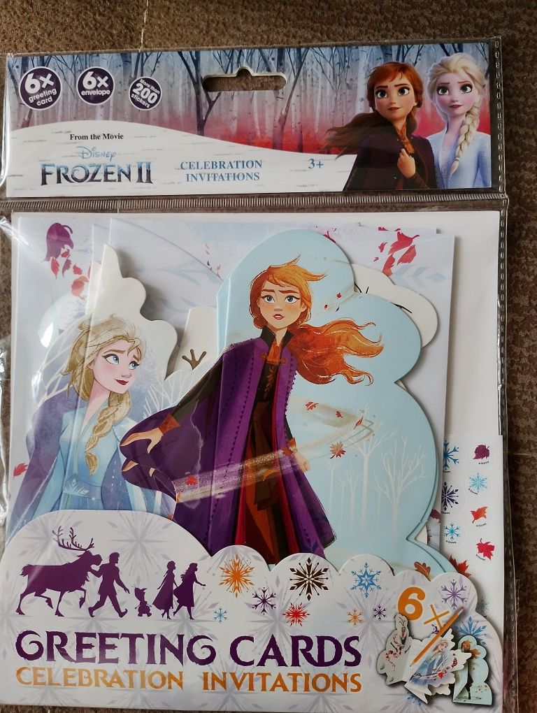 Zaproszenie koperty naklejki ELSA kraina lodu Frozen nowe 6 szt.