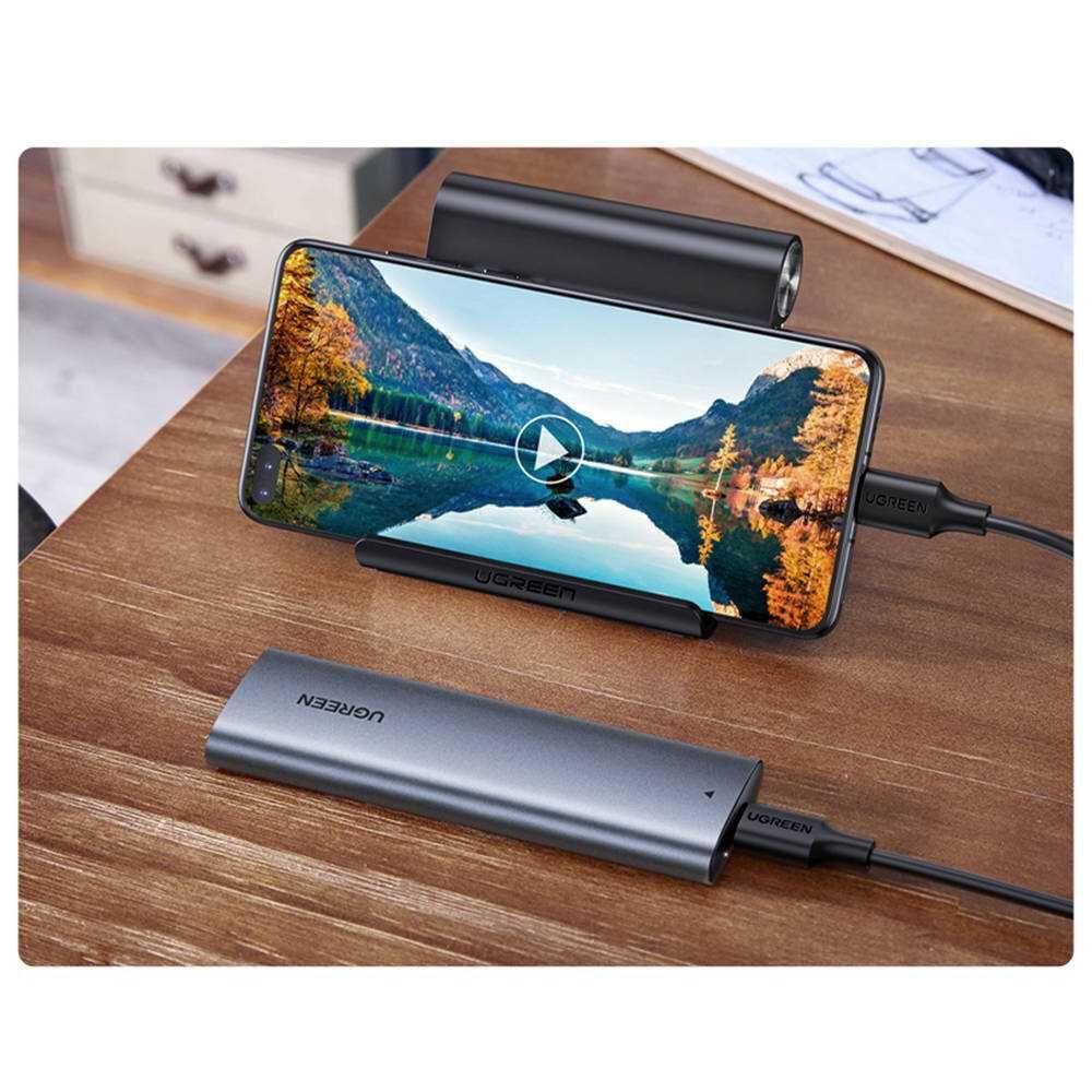 Obudowa dysku SSD M.2 UGREEN CM400, NVMe, SATA, 10Gbps, USB-C (szara)