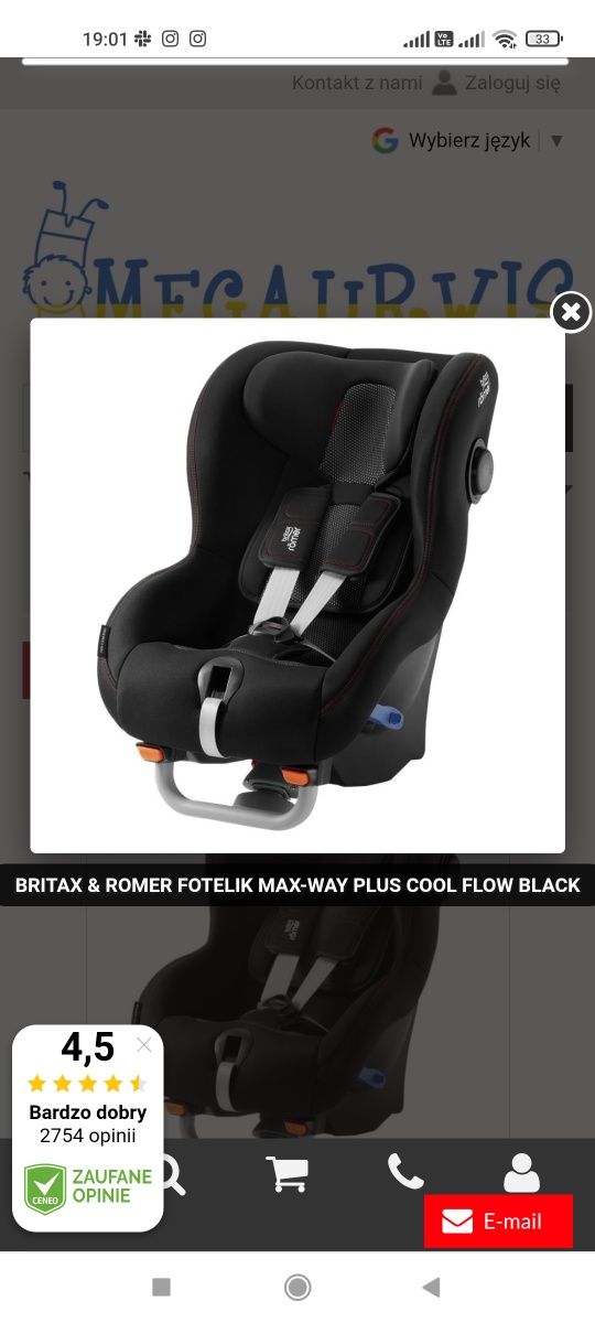 Britax Max Way Plus 9 do 25 kg Czarny