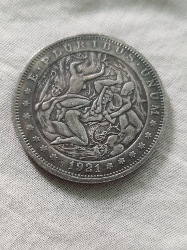 Монета 1 доллар. Hobo nickel техника. One dollar 1885 г. Коллекция