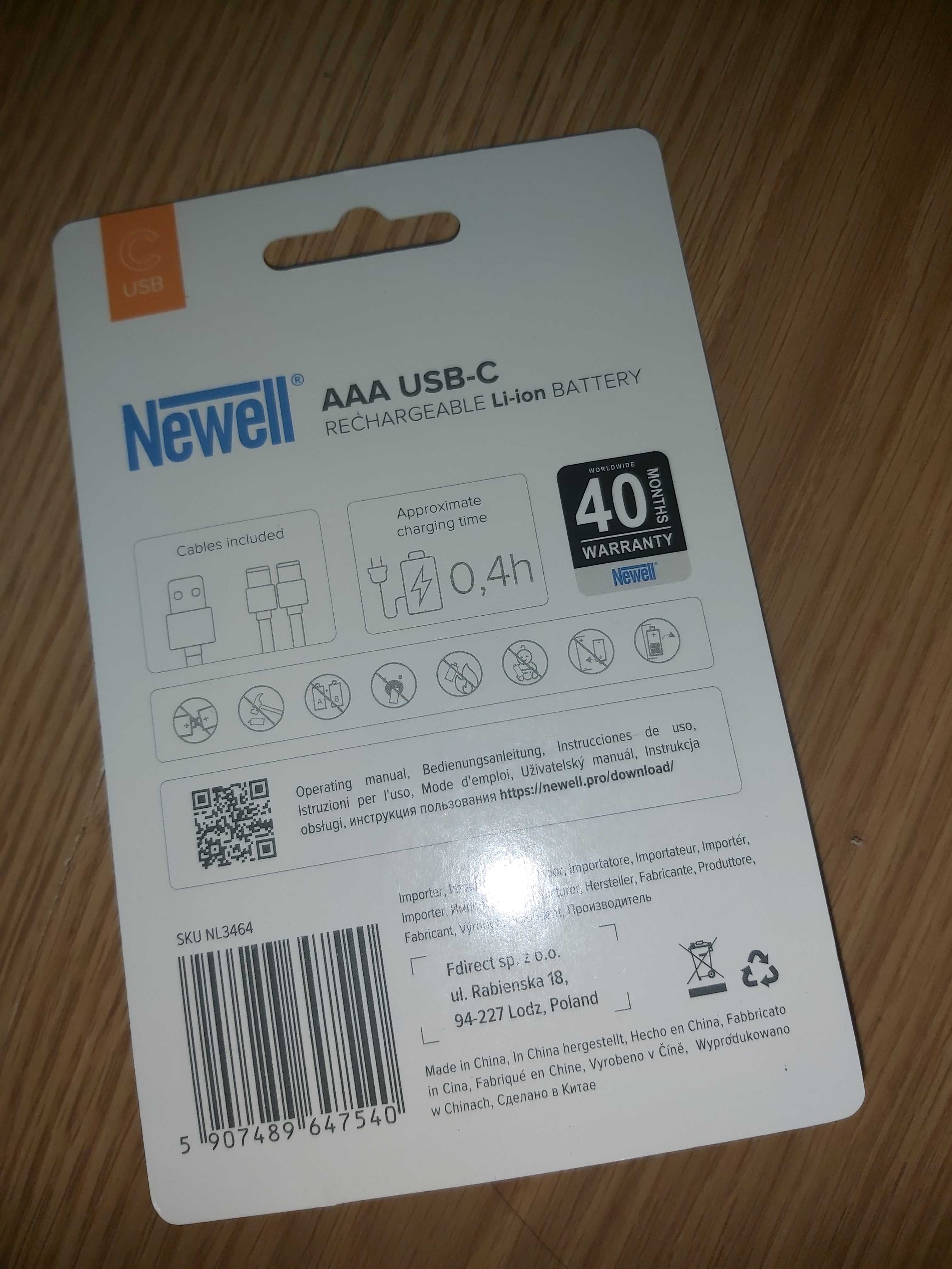 AKUMLATORY baterie Newell AAA USB-C 500 mAh 2 szt. blister