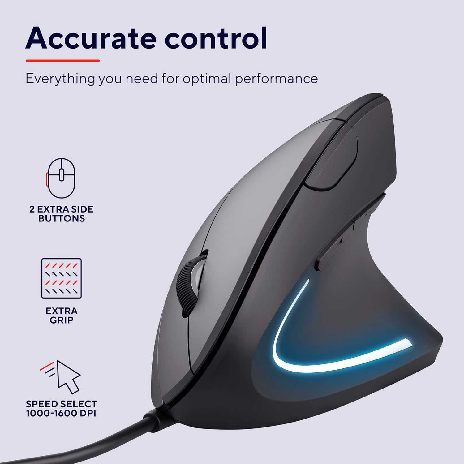 Trust Verto przewodowa, ergonomiczna mysz pionowa