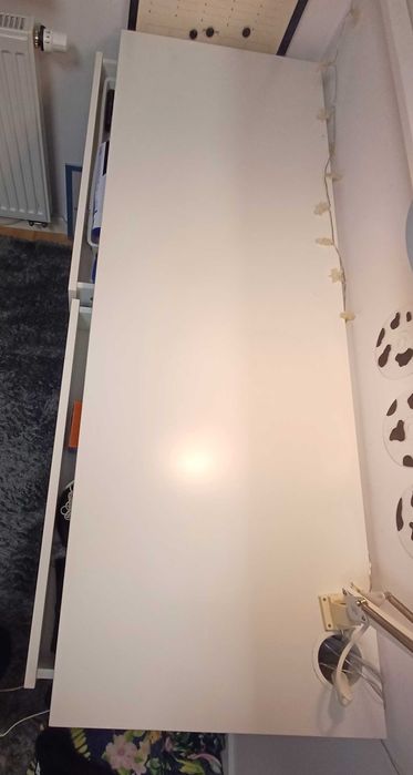 Duże Białe biurko Ike Micke dwie szuflady