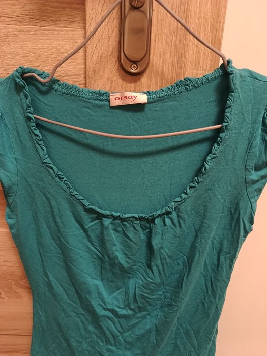 Niebieska damska bluzka koszulka na krótki rękaw marki Orsay