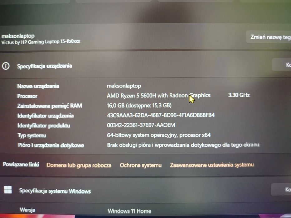 Laptop HP Victus 15/ Ryzen 5 5600H/ RTX 3050/WIN11
