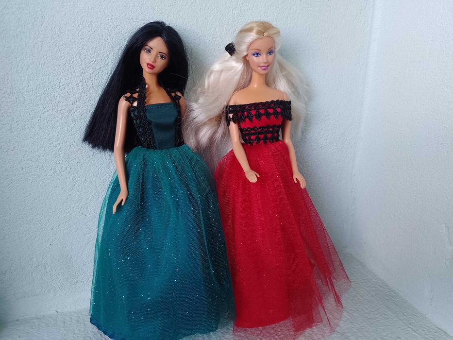 Tiulowa sukienka z brokatem dwie sztuki dla lalek Barbie