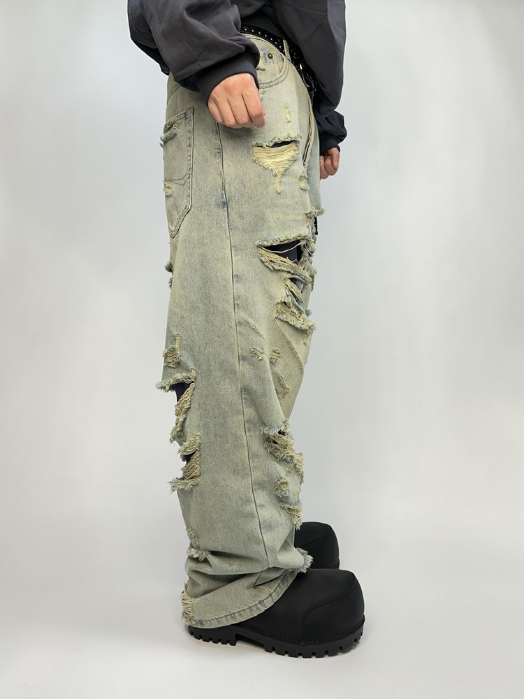 Рваные джинсы голубые distressed custom archive opium кастом штани M L
