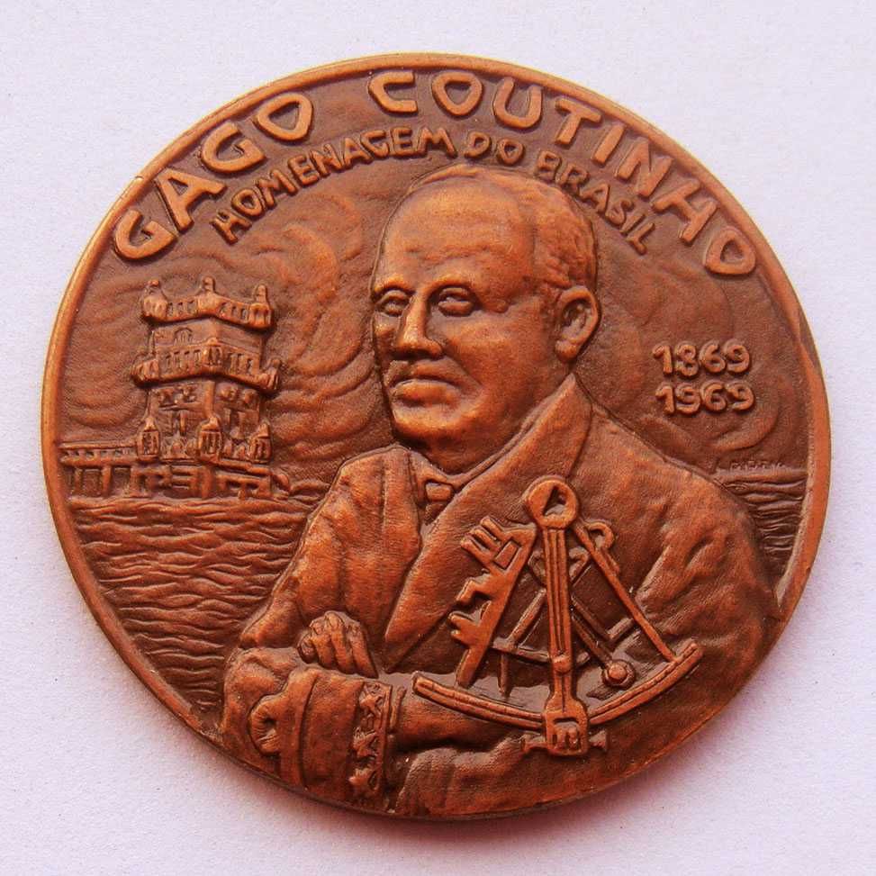 Medalha de Bronze Homenagem do Brasil a Gago Coutinho em Estojo
