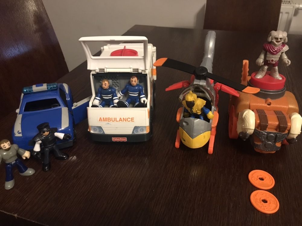 IMAGINEXT Fisher Price, duży zestaw,policja,ambulans, helikopter