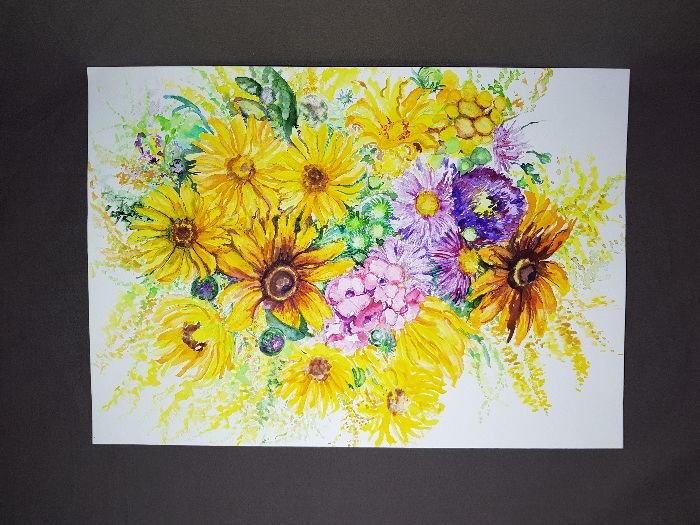 Obraz kwiaty ręcznie malowany akwarela