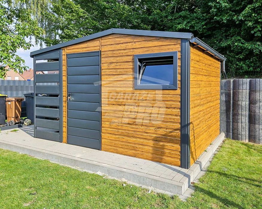 Schowek domek ogrodowy 3x2,5m wiata 1m drzwi okno rynny dwuspad GP427