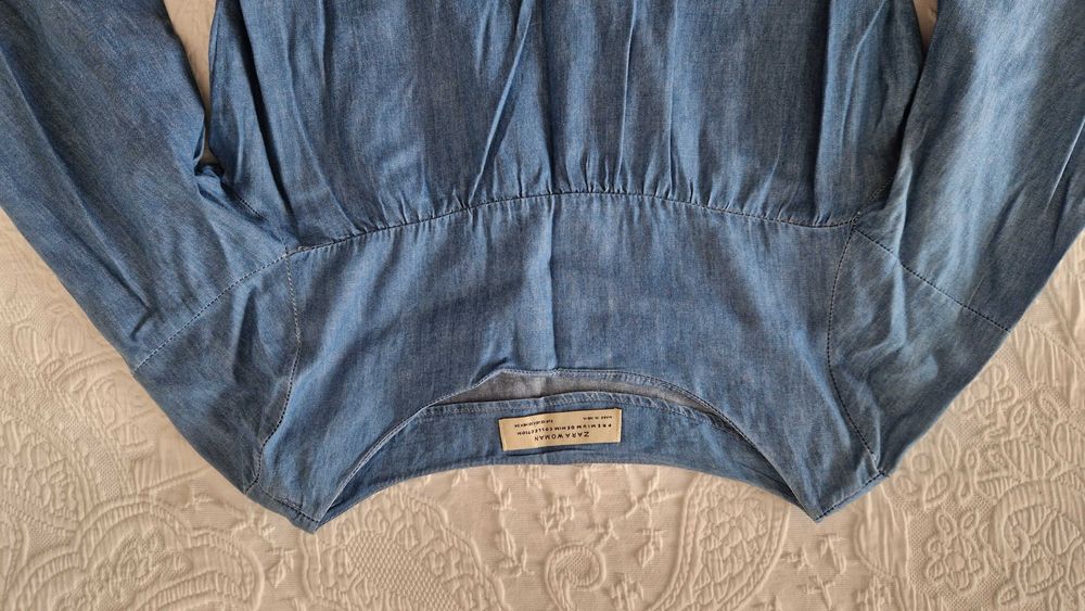 Vestido de ganga, Zara, tamanho XS com folhos