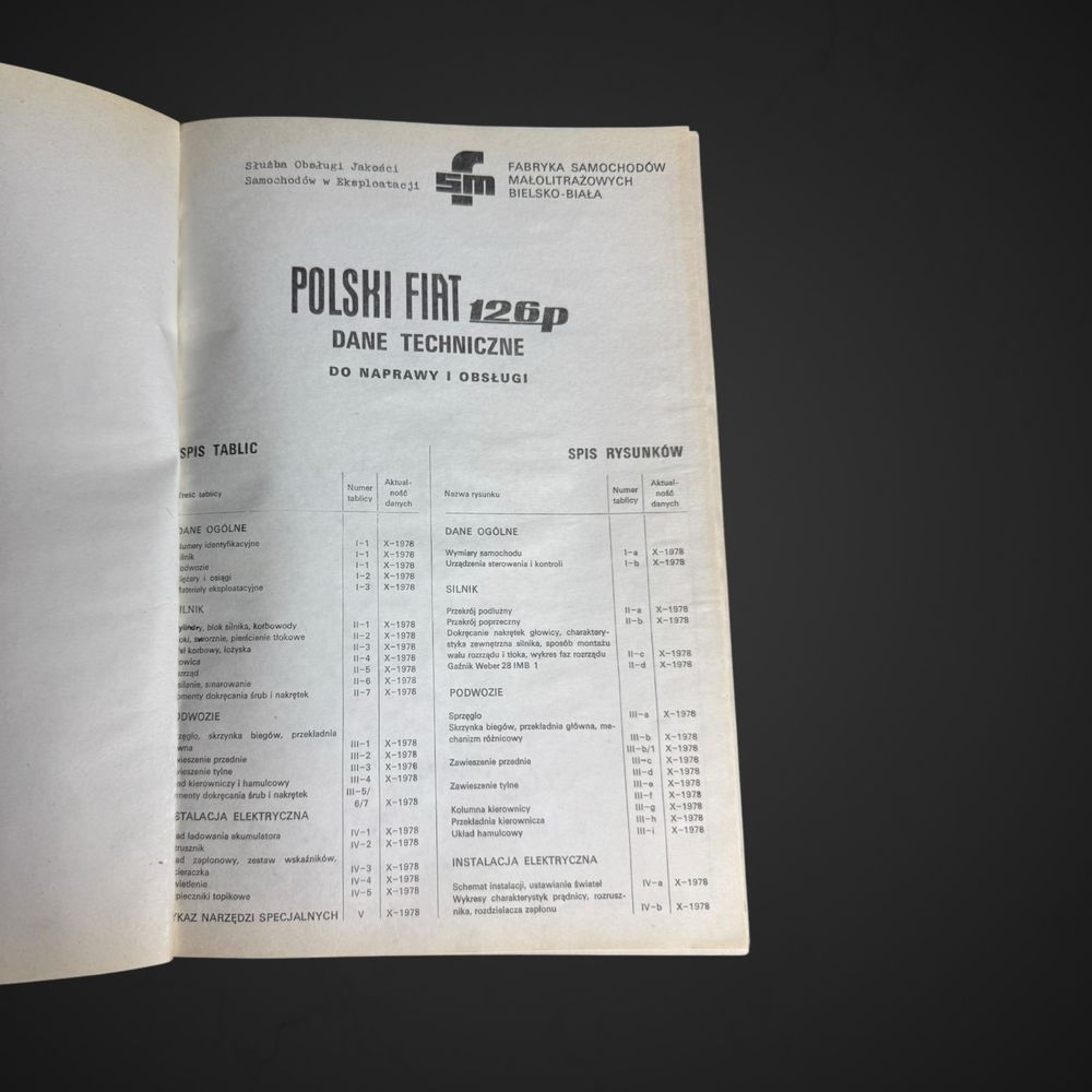 Polski Fiat 126P FSM Dane techniczne do naprawy i obsługi J5/032416
