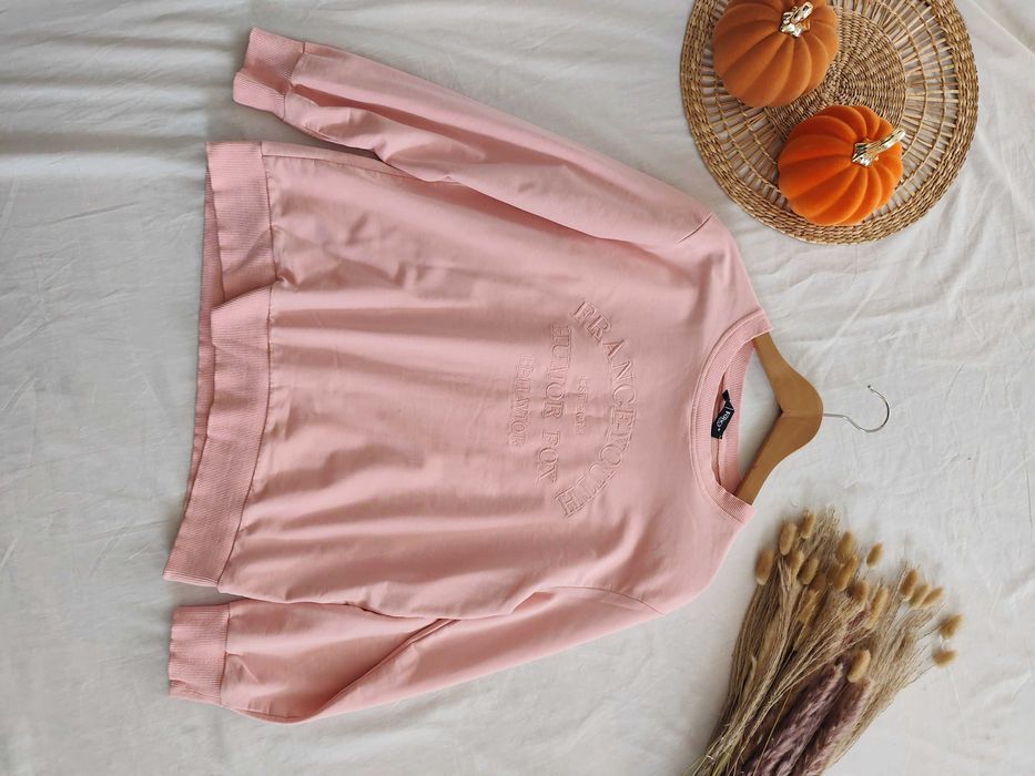 Różowa klasyczna bawełniana bluza bez kaptura The Fancy basic bawełna