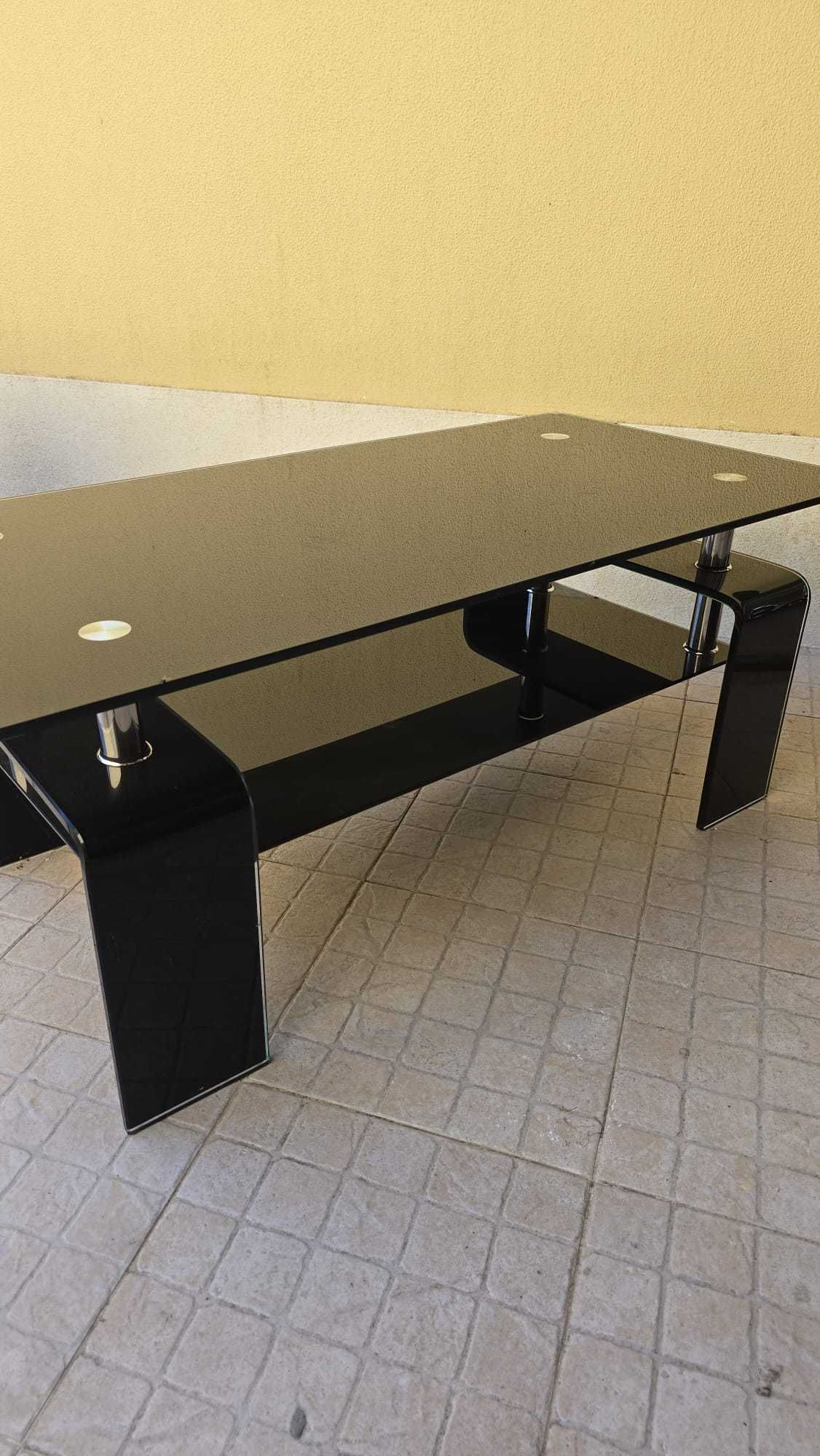 Mesa Centro Sala Preta Vidro