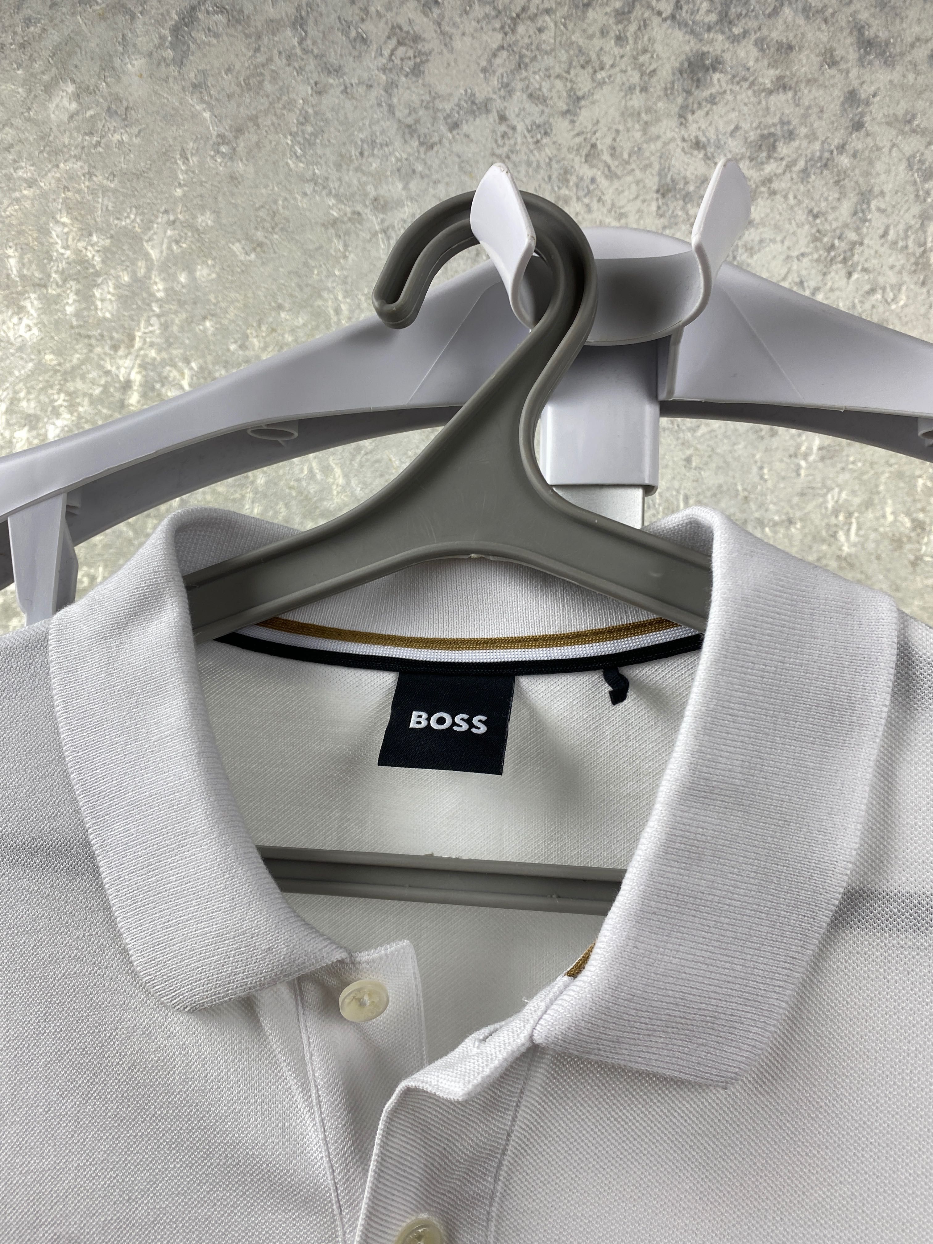 Мужская белоснежная футболка/поло Hugo Boss Pallas
