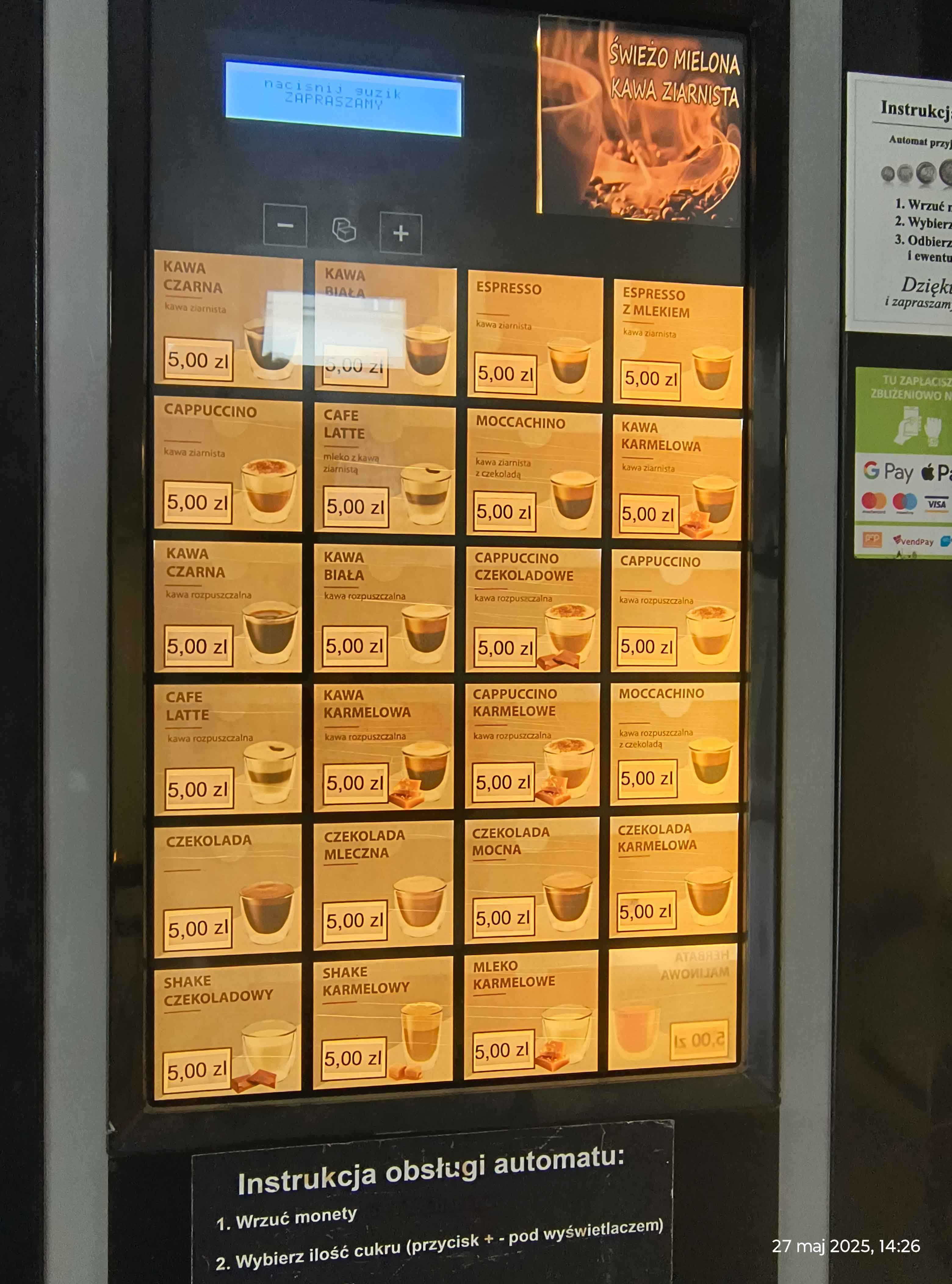 Automat Sprzedający Vending Gorące napoje Kawa Kawomat