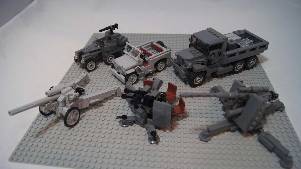 Lego pojazdy II Wojna Światowa jeep ciężarówka działo mix kg