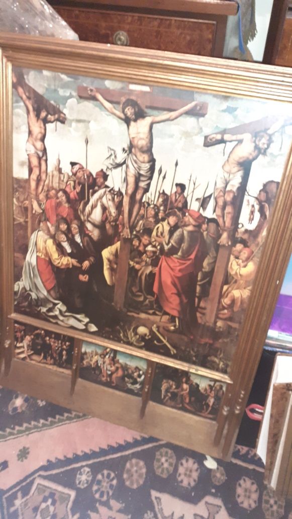 Calvário jesus cristo reprodução em Madeira via sacra pintura