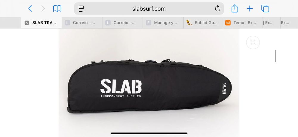 Surf Board Cover SLAB TRAVEL WHEEL Full Black