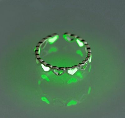 Pierścionek fluorescencyjny regulowany świecący w ciemności zielony