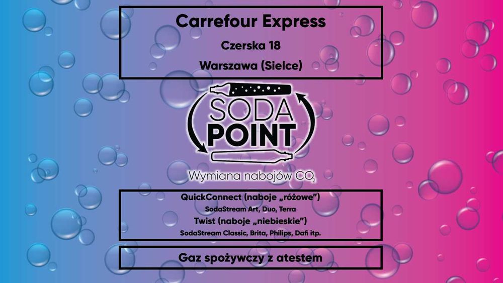 Sodastream Warszawa (Sielce), Czerska 18 Wymiana nabojów CO2