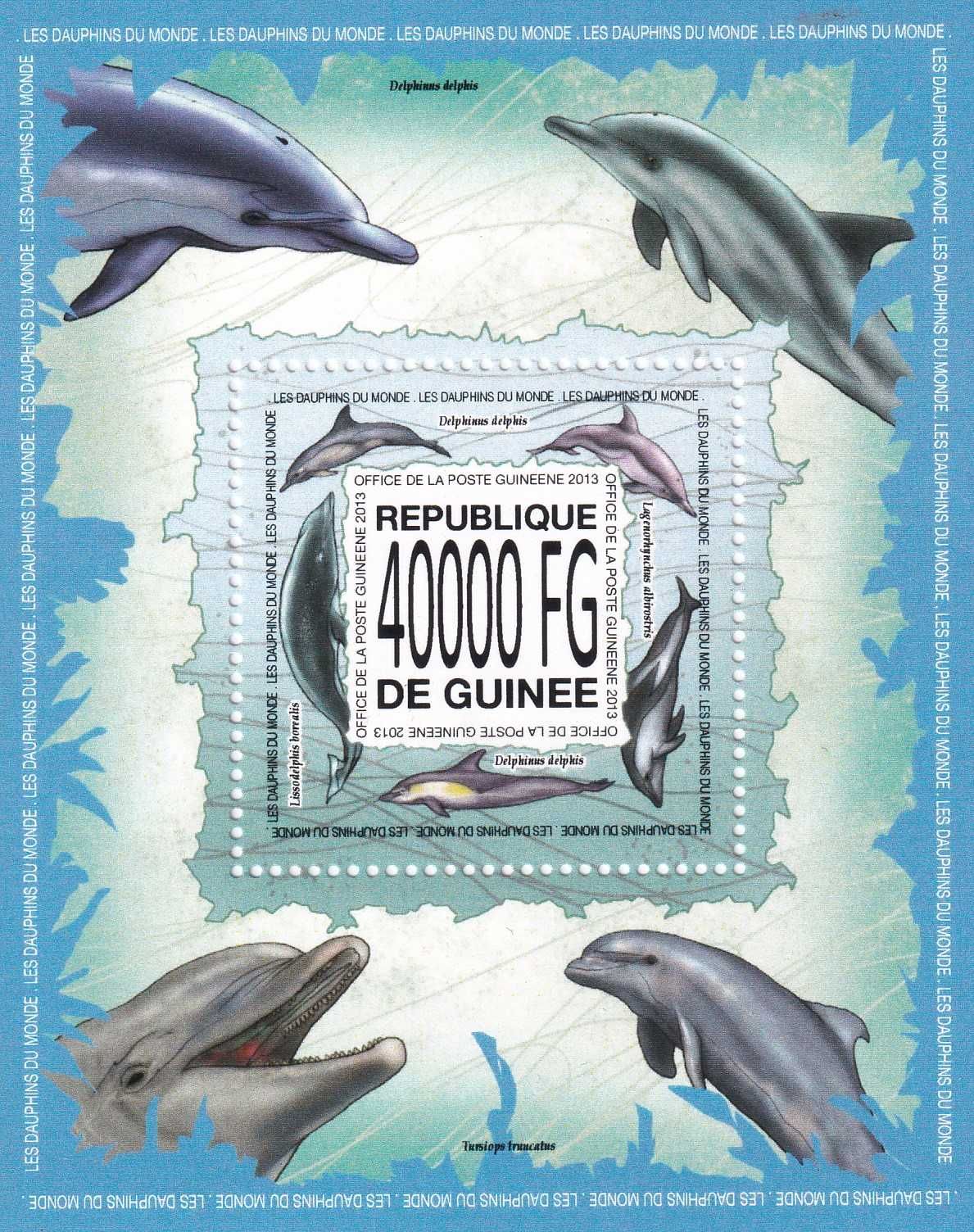 Gwinea 2013 cena 4,90 zł kat.8€ - delfiny, blok