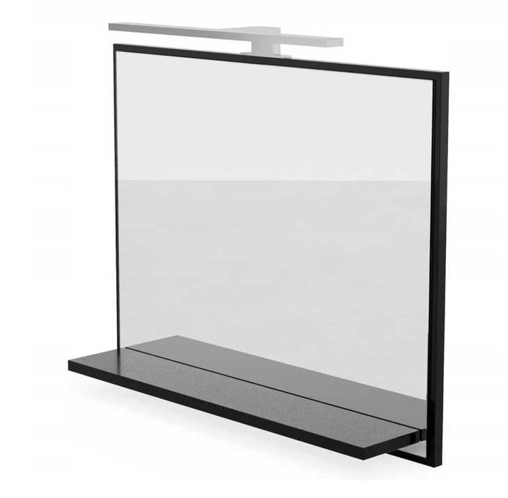 Lustro LED czarne mat 60x50 z półką kinkiet 4000K łazienkowe