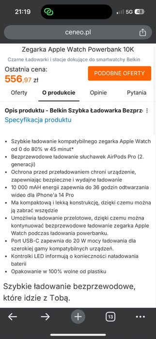 Powerbank Belkin z miejscem na applewatch