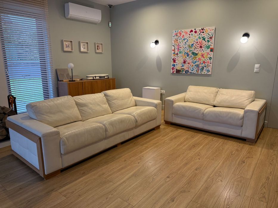 Dwie ekskluzywne kanapy KLER z grubej, naturalnej skóry