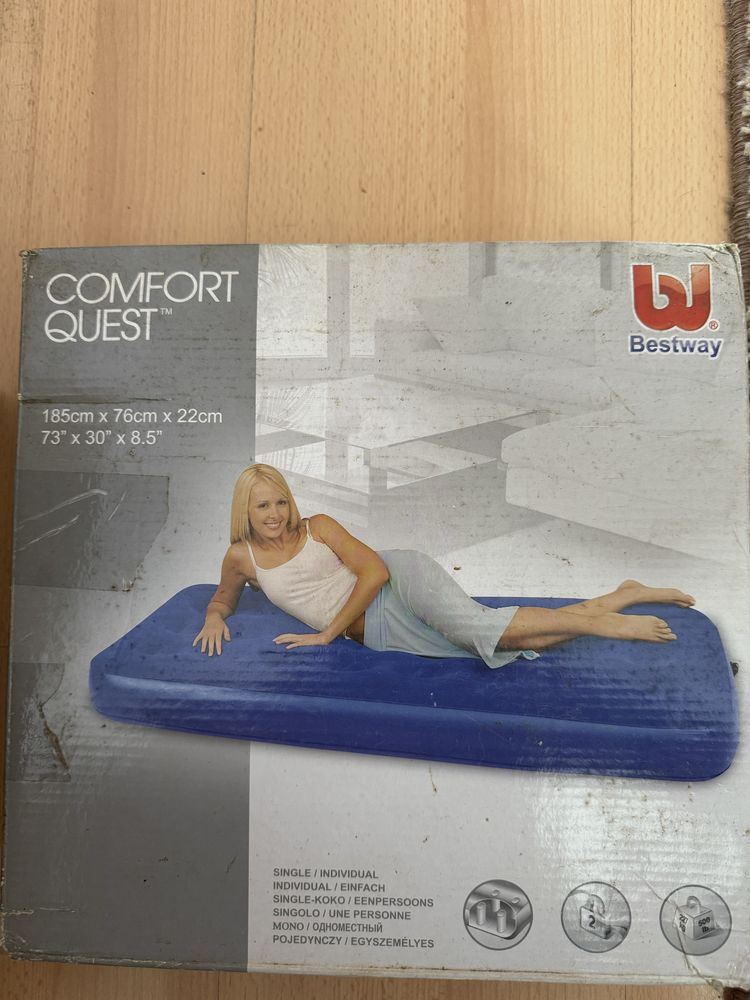 comfort quest materac pojedyńczy błekitny bestway 185x76 cm