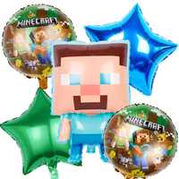 Balony foliowe Minecraft Steve Pixel zestaw 5 szt.