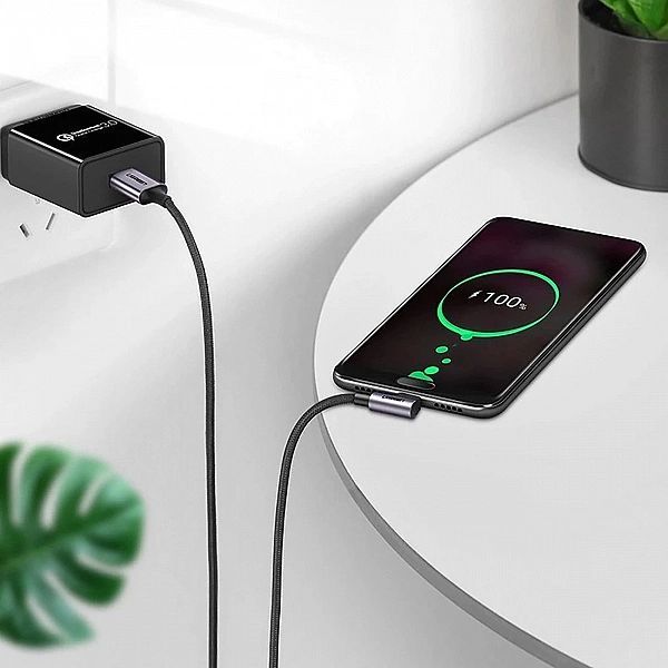 Kabel Ugreen Us284, 70255 Usb-a (prosty) / Usb-c (kątowy) 3a 3m - szar
