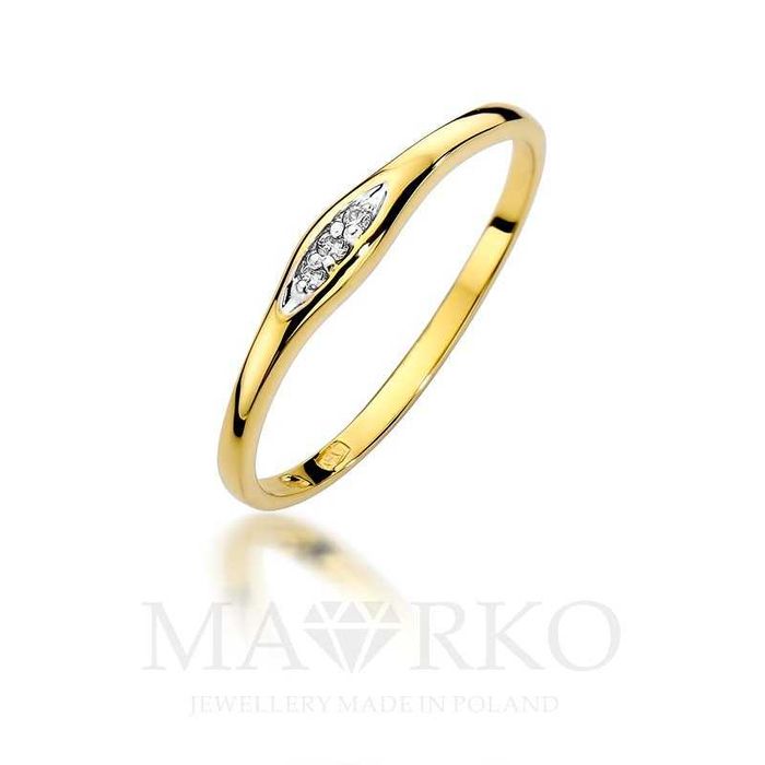 Złoty pierścionek zaręczynowy 585 (14K) z brylantami 0,02ct roz. 21