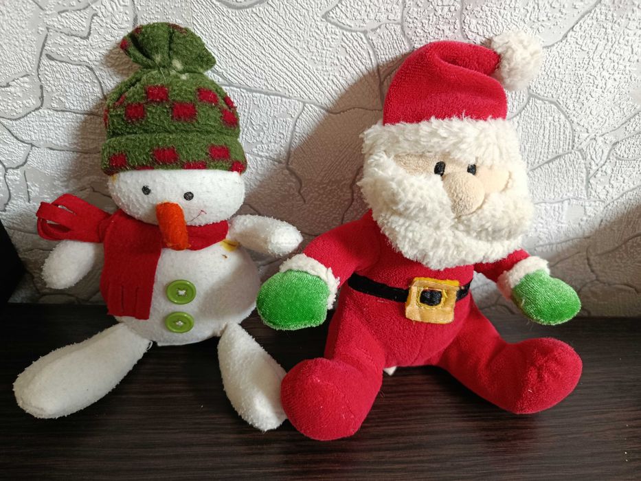 2шт в лоте новогодние игрушки Санта Клаус и снеговик
