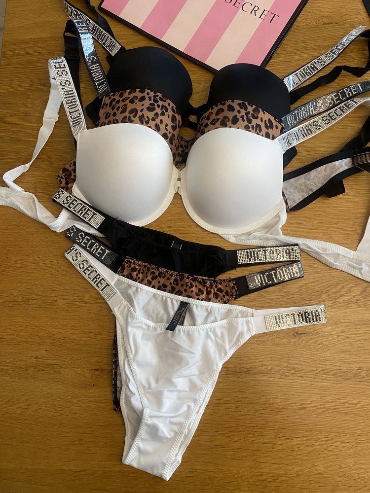 NOWY komplet bielizny Victoria’s Secret rozmiar 75C cyrkonie stanik