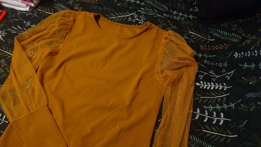 Bluzka z długim rękawem, rękawy z tiulu