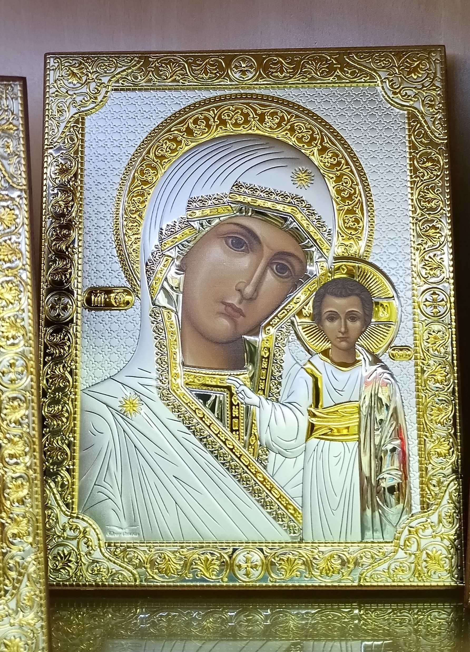 Икона с серебром Греция. Серебряная икона