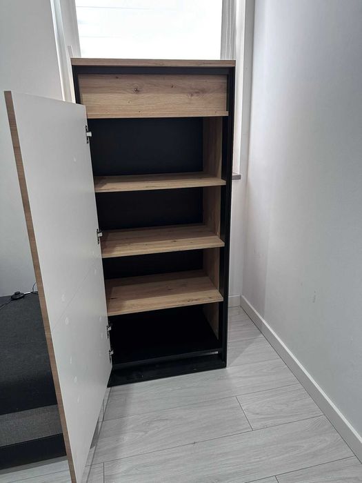 Zestaw mebli System Quant dąb artisan - czarny loft z podświetleniem
