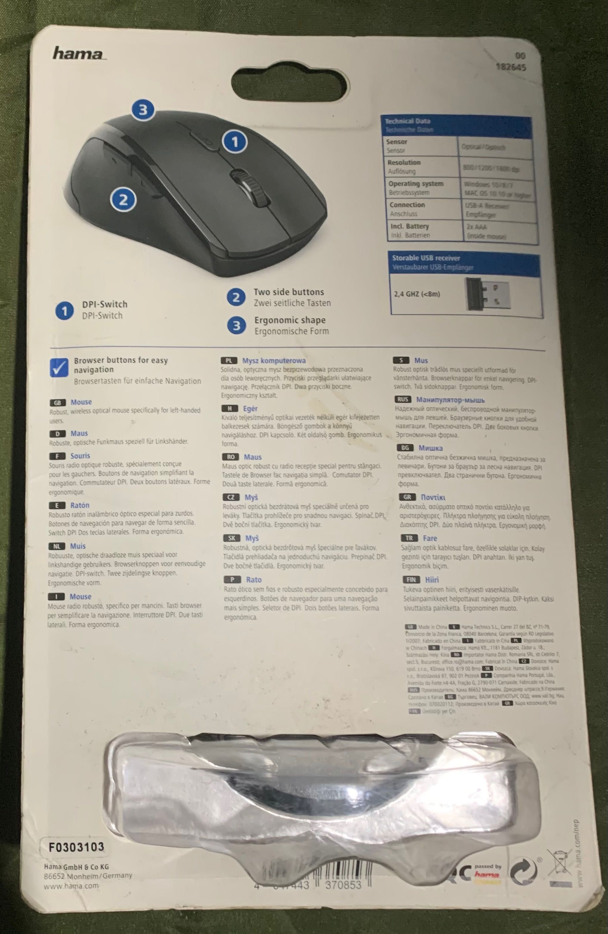 Rato PC Wireless para canhoto/ esquerdino (NOVO, SELADO)